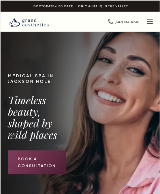 Grand Aesthetics website after the rebuild