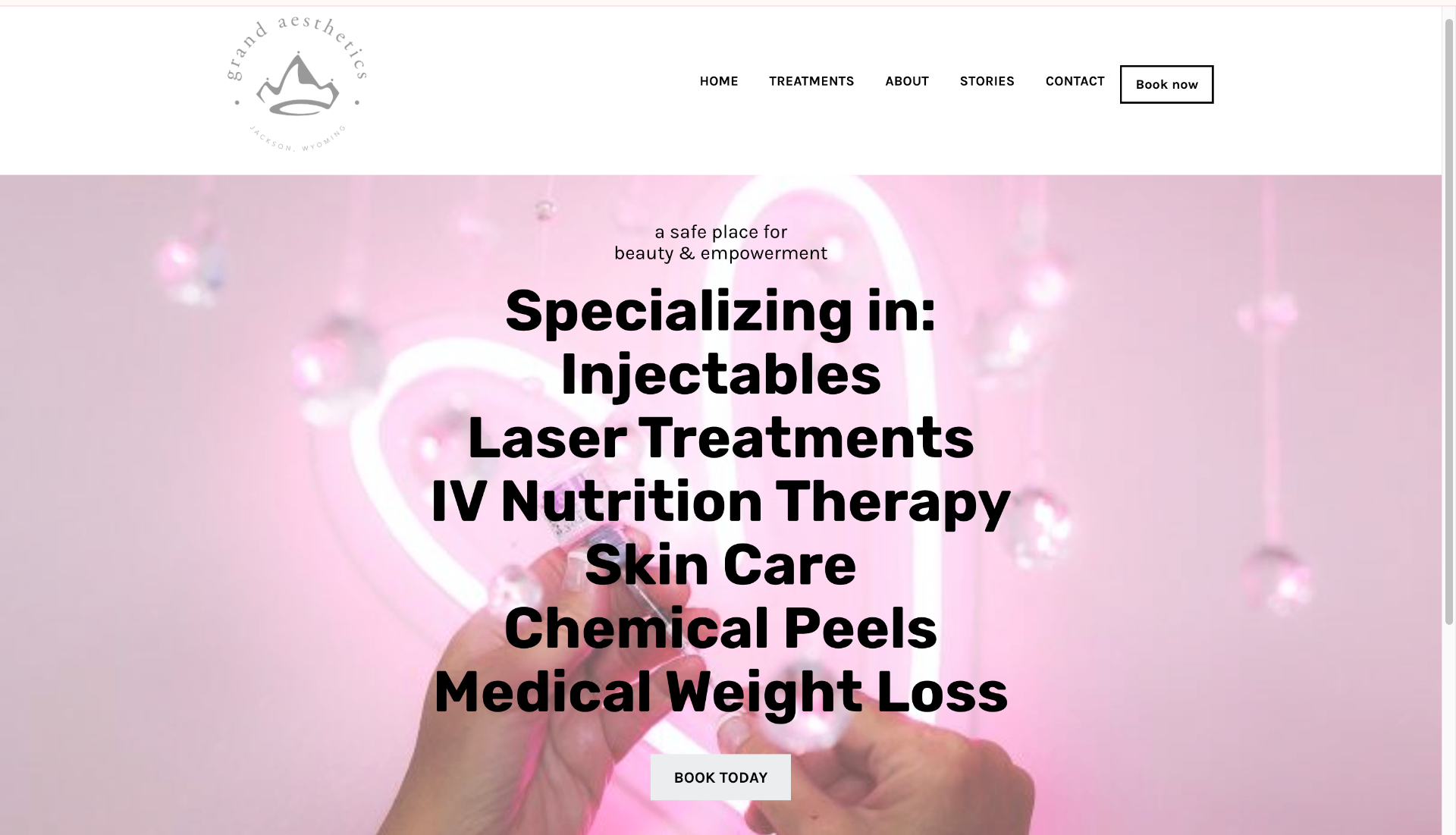 Grand Aesthetics website before the rebuild
