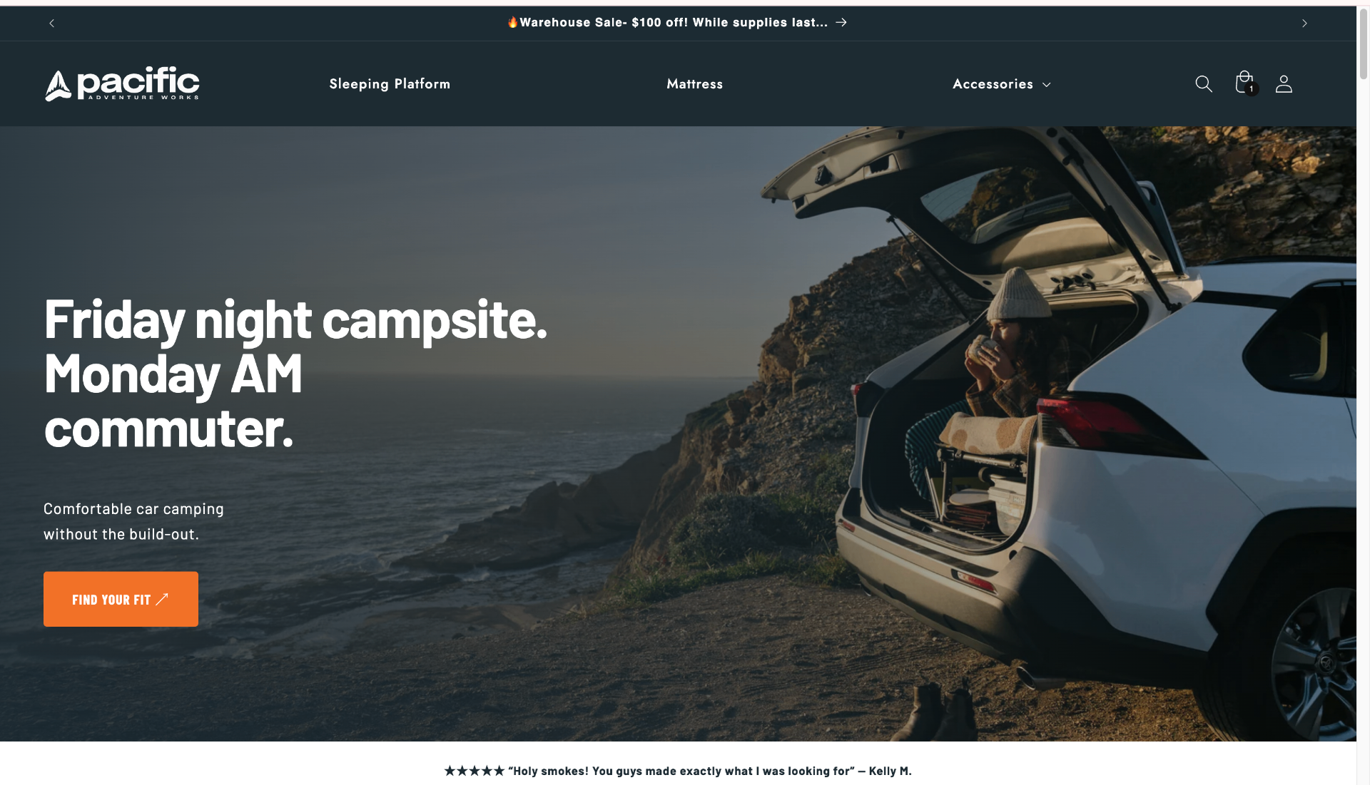 Pacific Adventure Works website after the rebuild