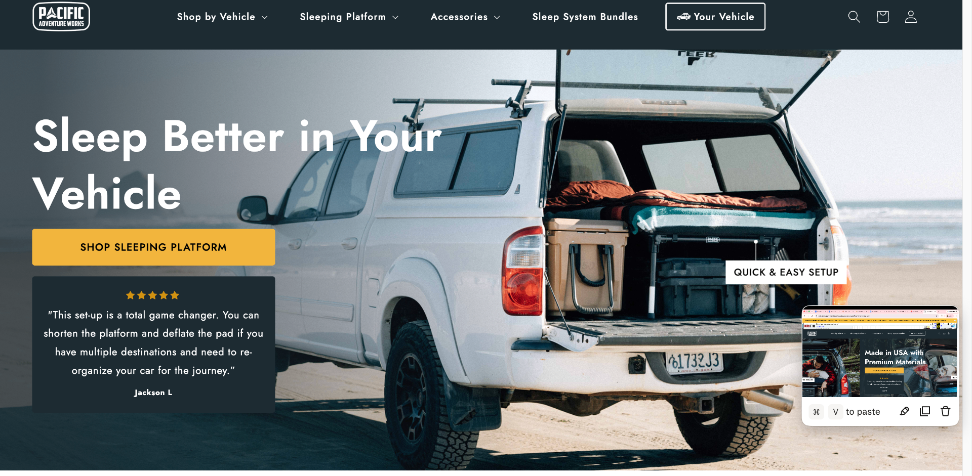 Pacific Adventure Works website before the rebuild